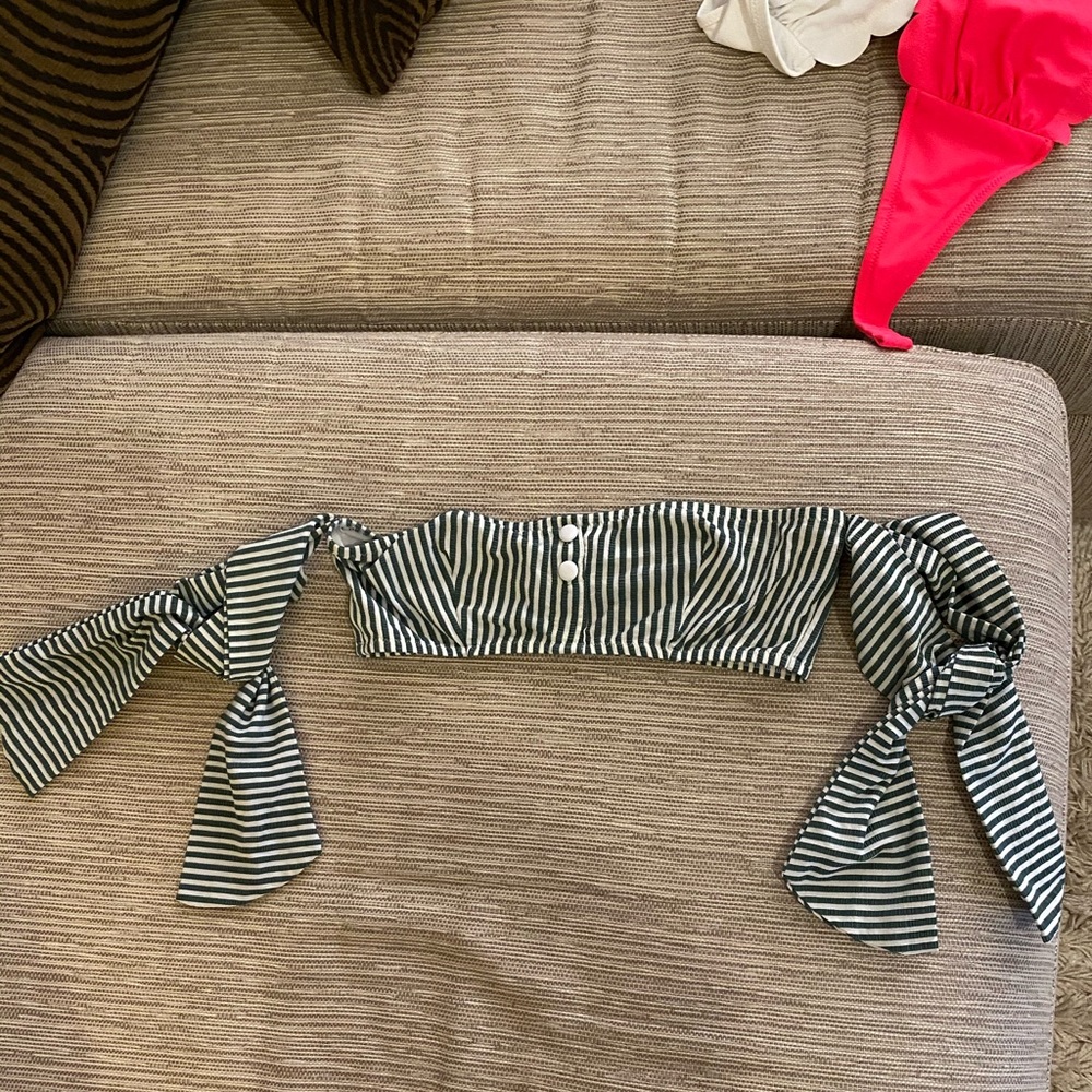 Solid and striped pin stripe bikini top